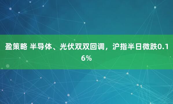 盈策略 半导体、光伏双双回调，沪指半日微跌0.16%